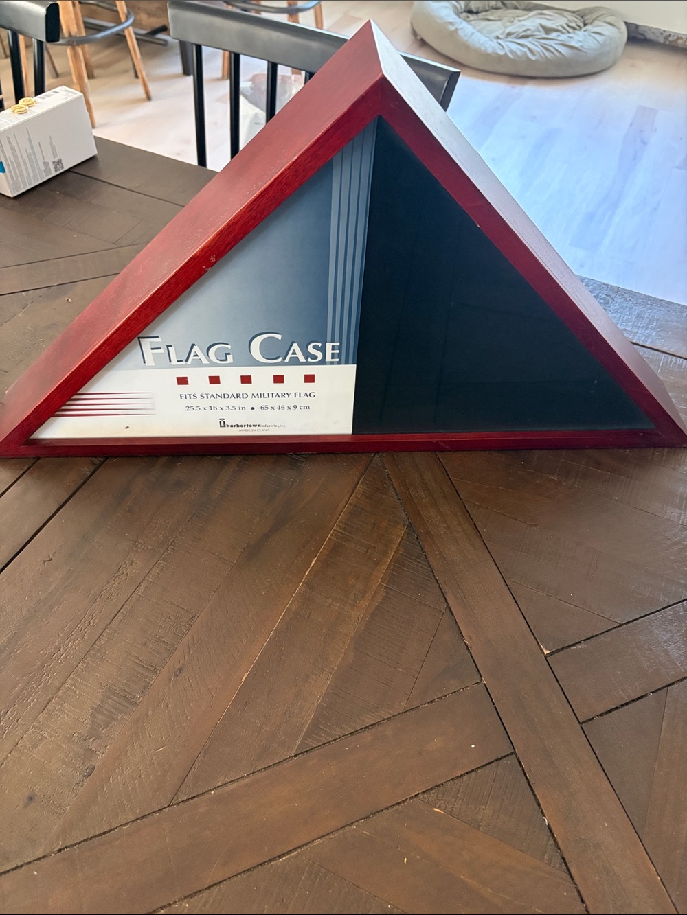 wooden triangle flag case 25.5 x 18 x 3.5 inches mohamgany new